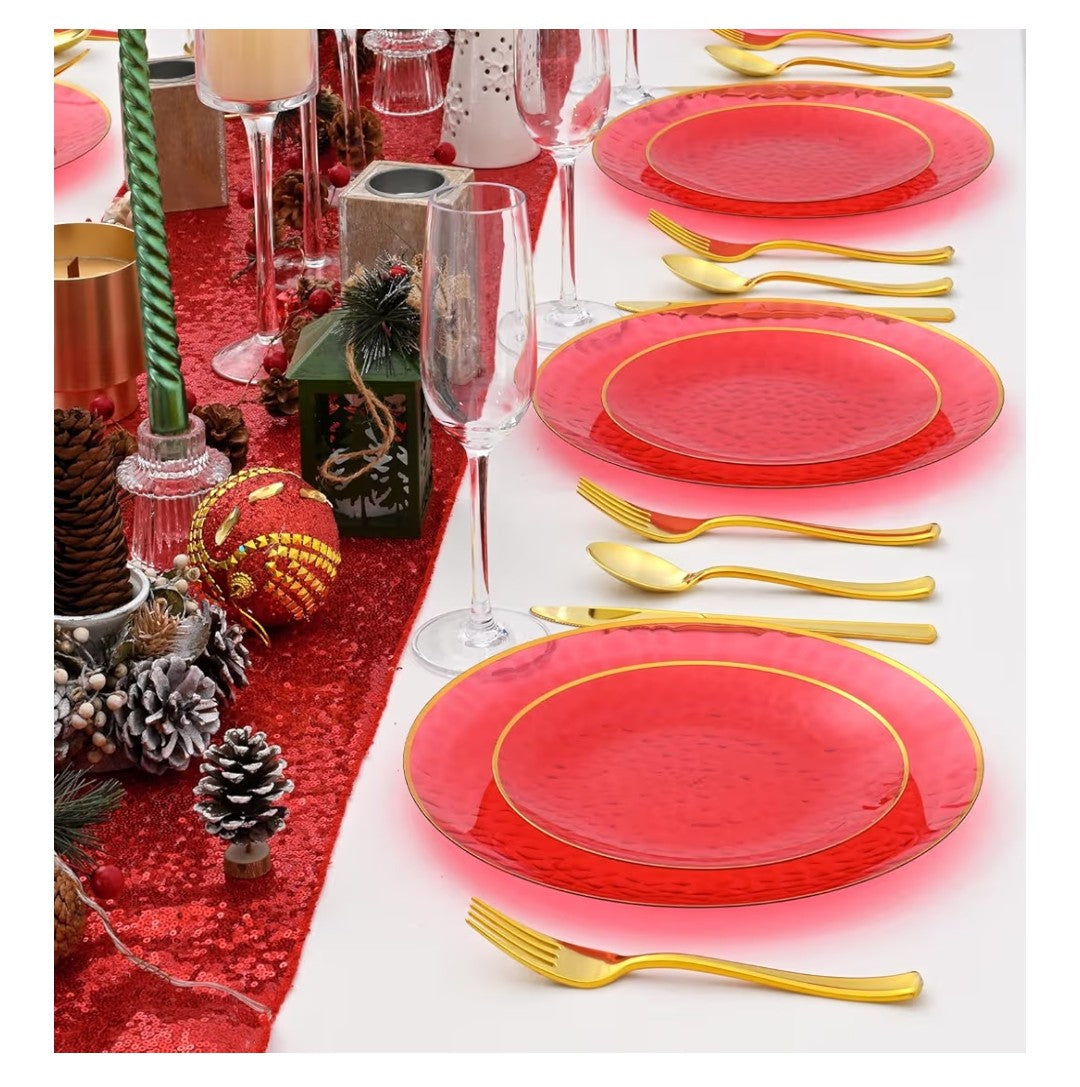 Red Plastic Plates 72pc