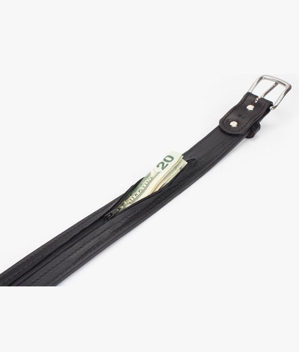 Yonder Leather Company Leather Belt with Hidden Money Pocket (Size 40)