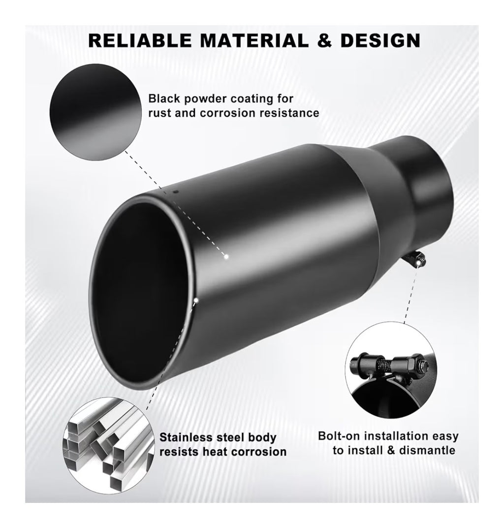 Powdercoat Black Exhaust Tip 3.5in Inlet