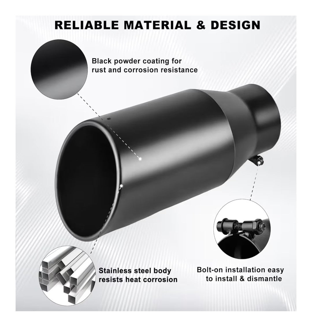 Powdercoat Black Exhaust Tip 3.5in Inlet