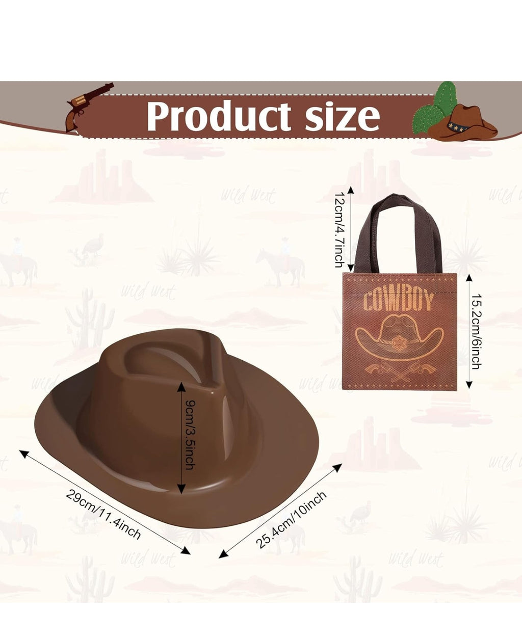 SATINIOR 24 Pcs Plastic Cowboy Hats for Kids Set Western Party