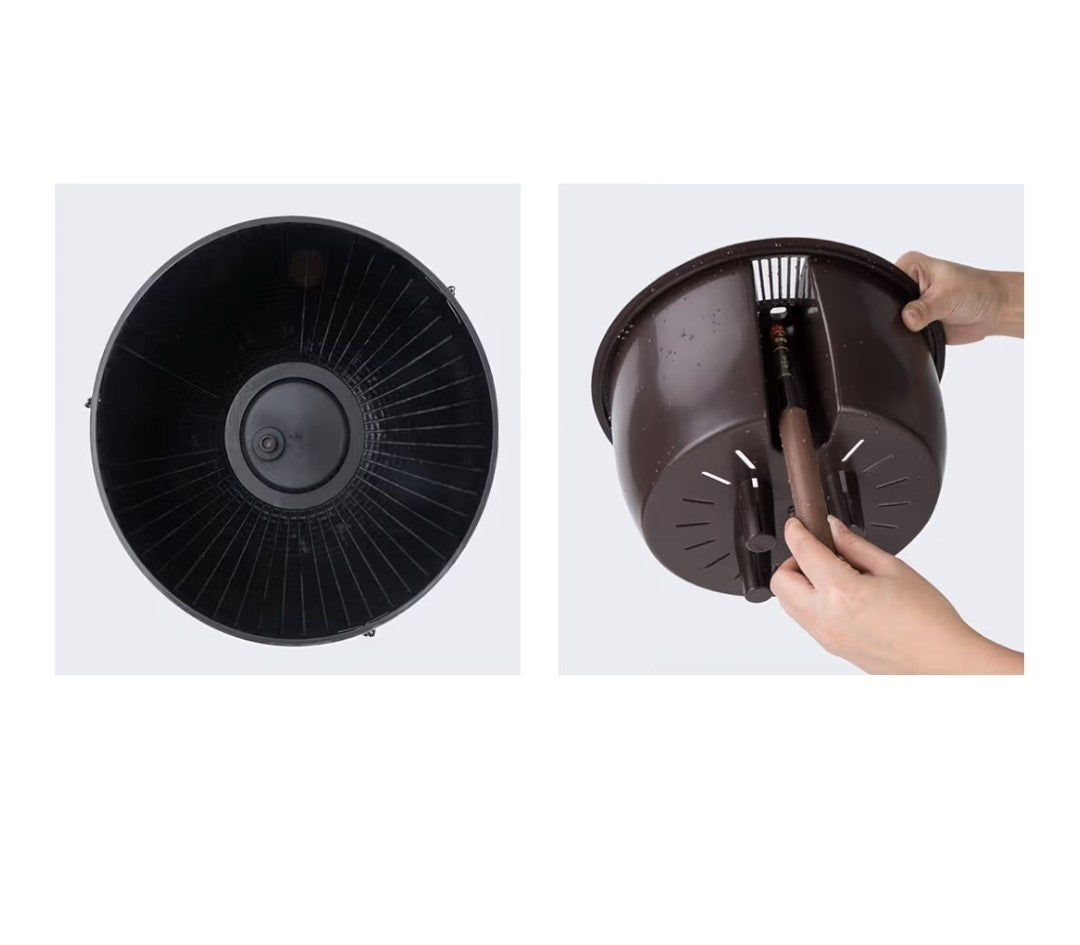 11in Round Self Watering Hanging Basket (Black)