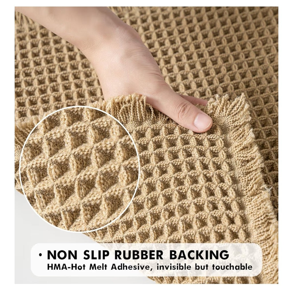 Miulee Waffle Bathroom Rug Runner 2 pack
