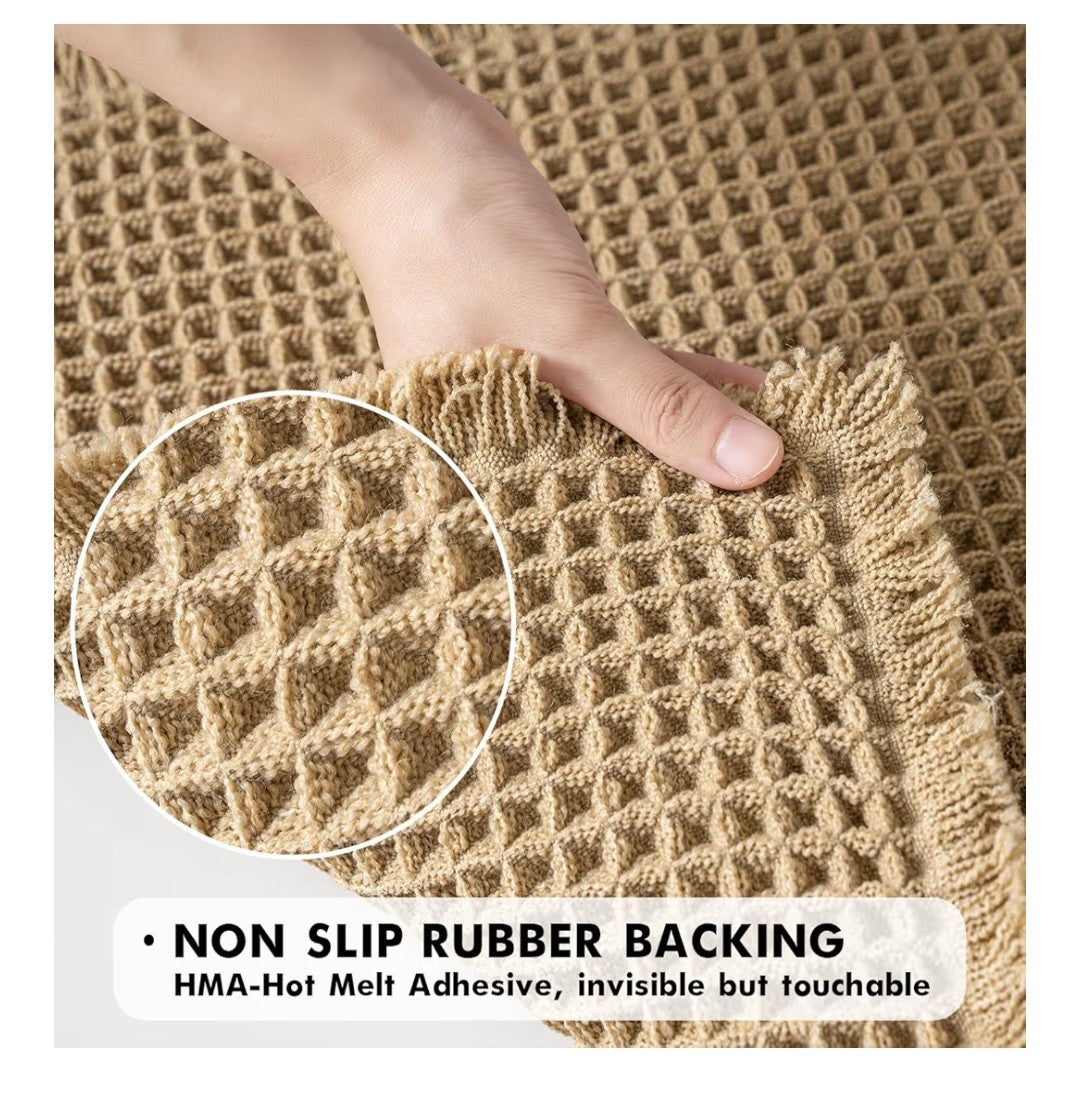 Miulee Waffle Bathroom Rug Runner 2 pack