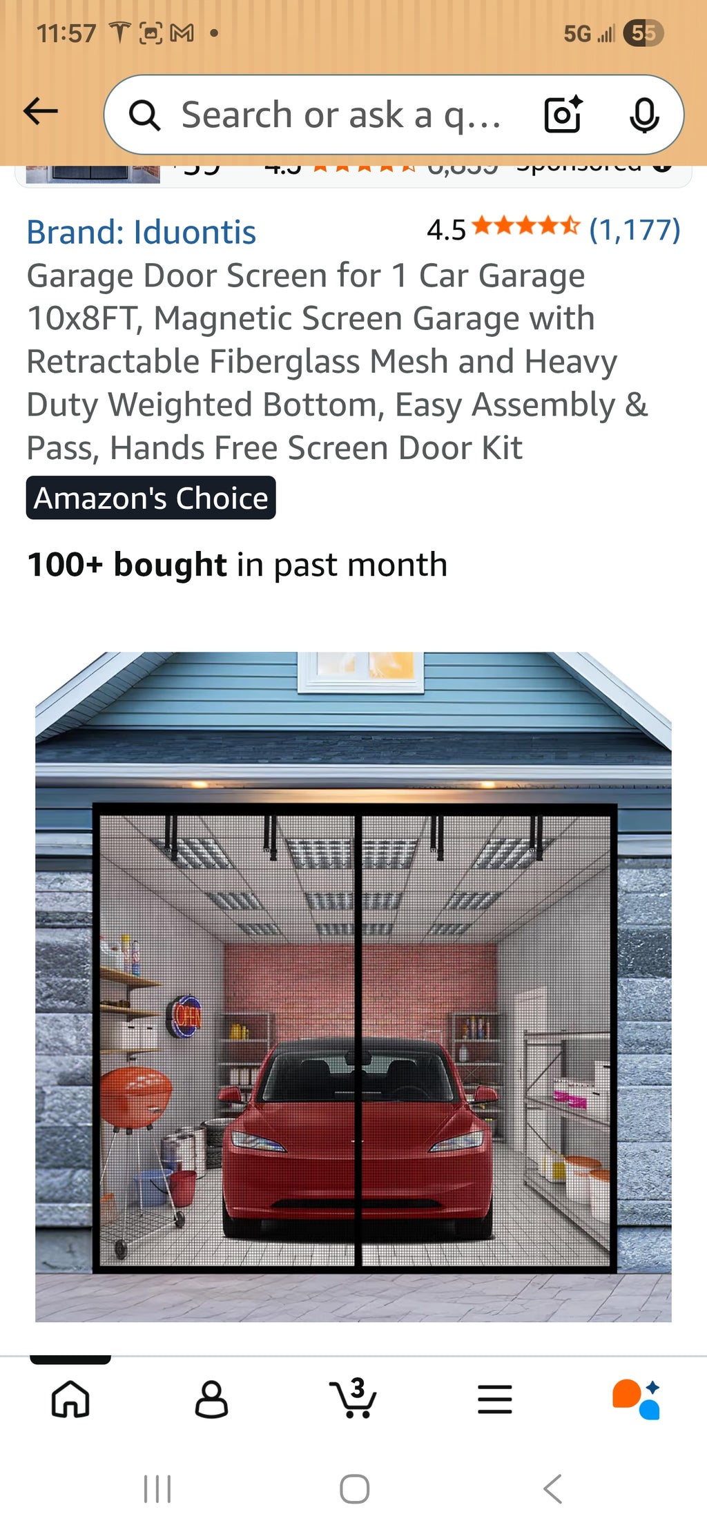 Garage Door Screen for 1 Car Garage 10x8FT