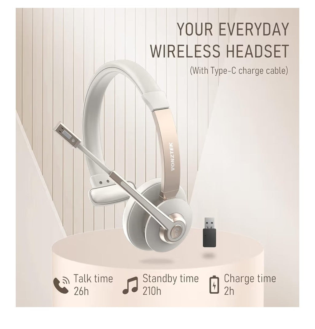 Vonztek Wireless Headset with Microphone