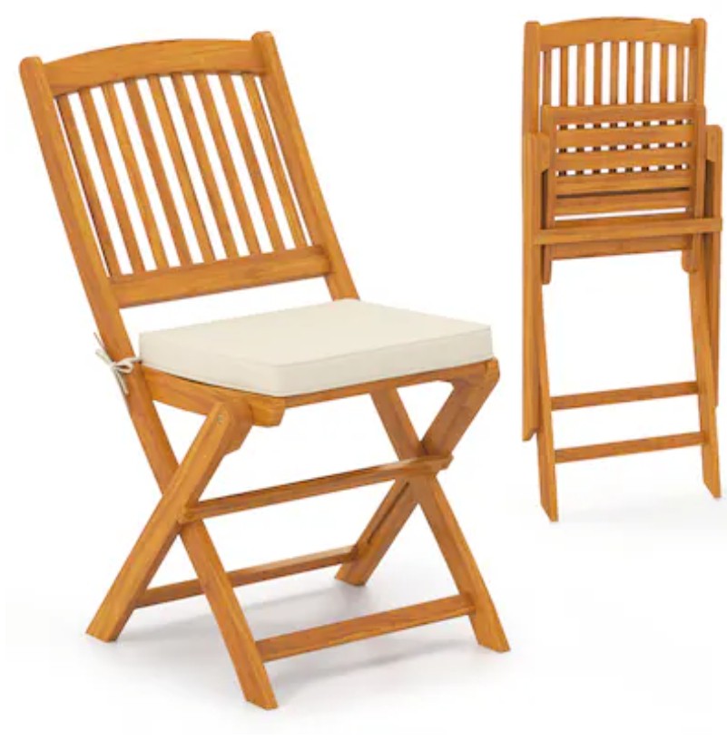 Wood Frame Folding Chair (Set of 2)