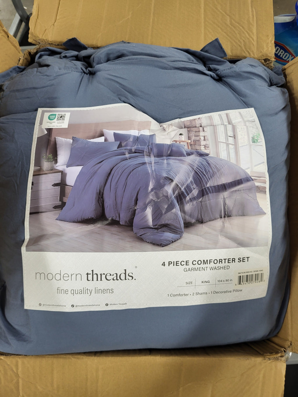 Modern Threads 4-Piece Garment-Washed Comforter Set Beck Denim King