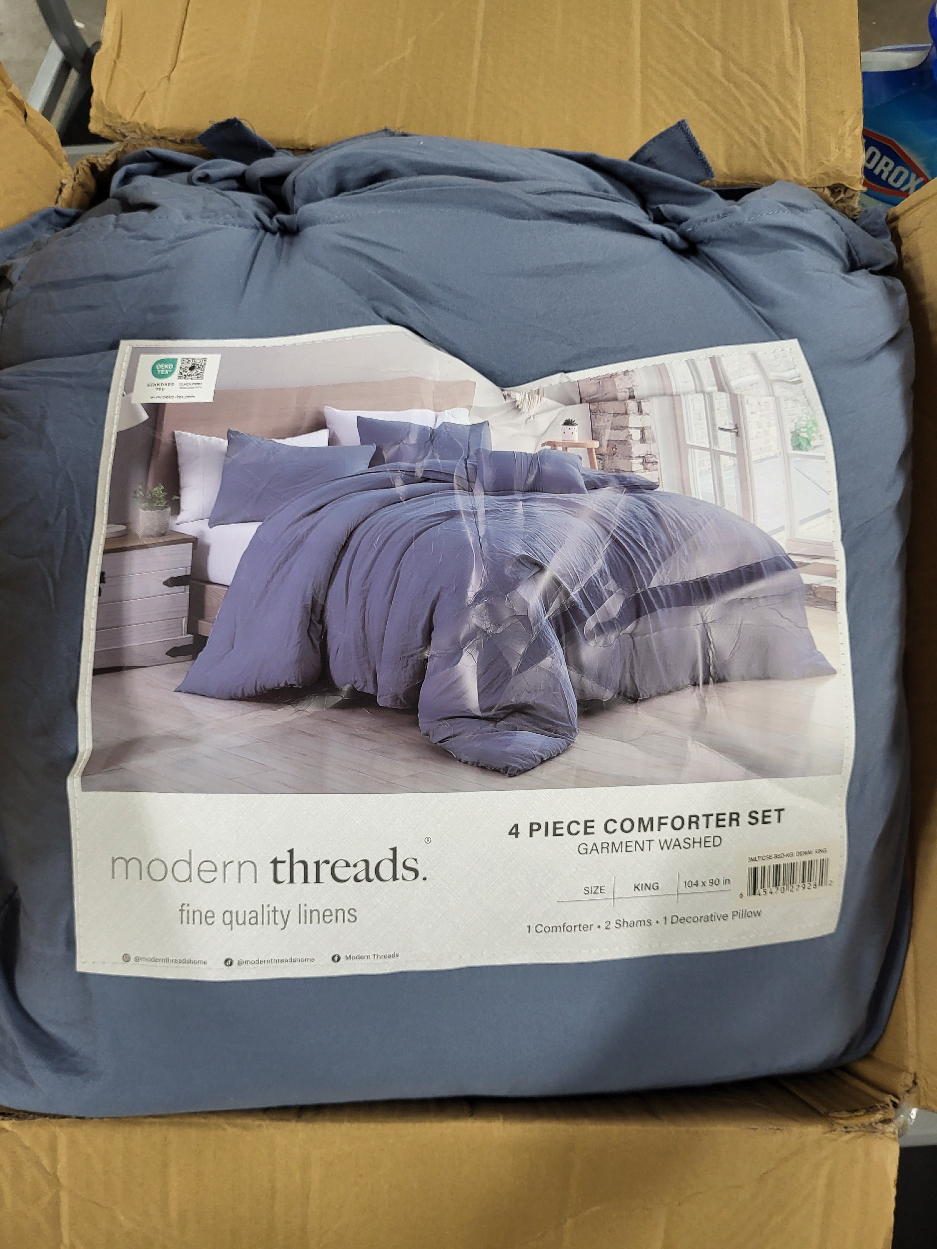 Modern Threads 4-Piece Garment-Washed Comforter Set Beck Denim King